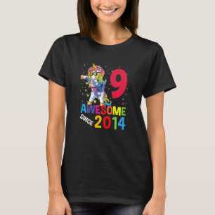 Kids 9 Year Old Unicorn Dabbing 9th Birthday Girl  T-Shirt