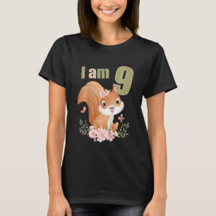 Kids 9 Years Old 9 Birthday Outfit Boy Girl Squirr T-Shirt