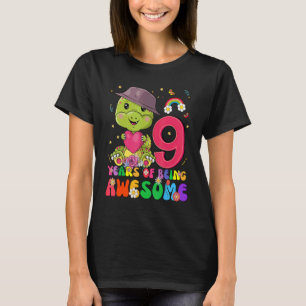 Kids 9 Years Old Boys Girls Cute Dinosaur 9th Bir T-Shirt