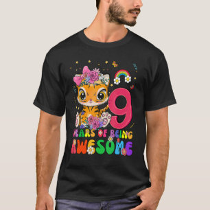 Kids 9 Years Old Boys Girls Teens Cute Tiger 9th B T-Shirt
