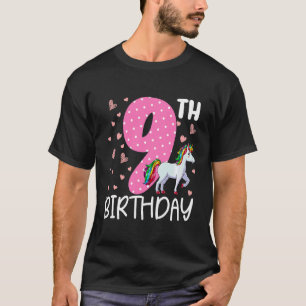 Kids 9 Years Old Girls Unicorn 9th Birthday T-Shirt