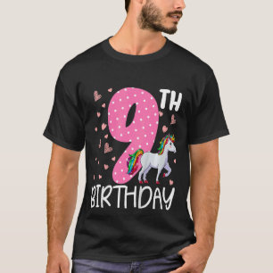 Kids 9 Years Old Girls Unicorn 9th Birthday T-Shirt