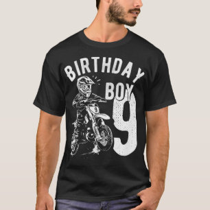 Kids 9 years old kid Birthday boy Dirt bike Motorc T-Shirt