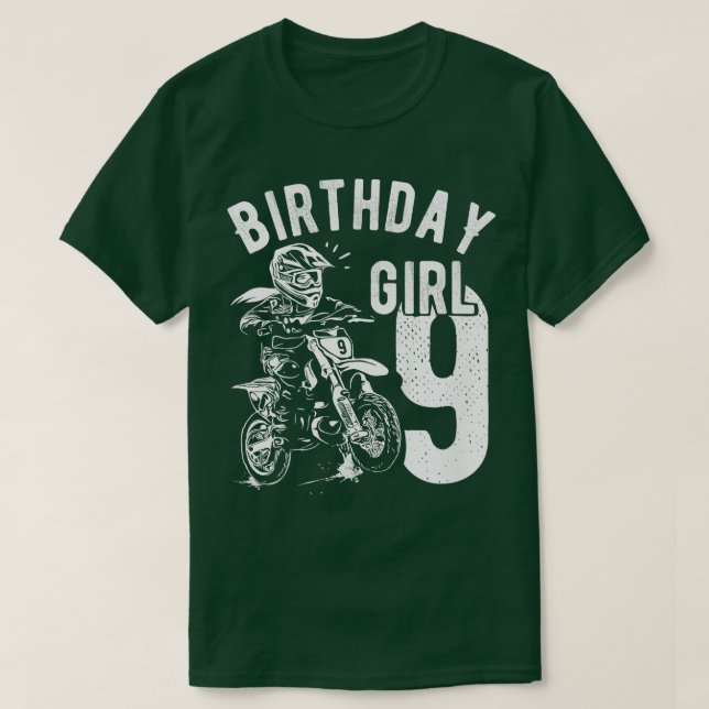 Kids 9 years old kid Birthday girls Dirt bike Moto T-Shirt (Design Front)