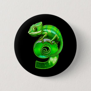 Kids 9 Years Old Lizard 9th Birthday Party 6 Cm Round Badge