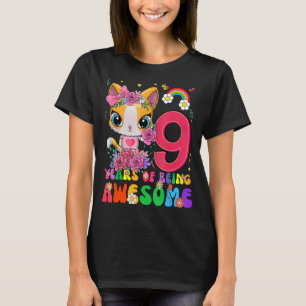 Kids 9 Years Old Teens 9th Birthday Girl Awesome C T-Shirt