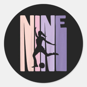 Kids 9 Years Soccer Girls Gift 9th Birthday Footba Classic Round Sticker