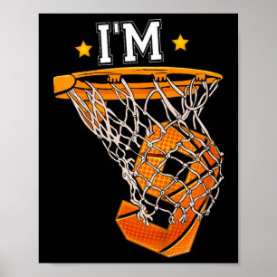Kids 9th Birthday Basketball I'm 9 Boy Girl 6th B Poster