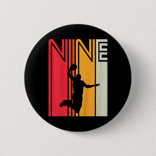 Kids 9th Birthday Basketball Lover 9 Years Old Ret 6 Cm Round Badge