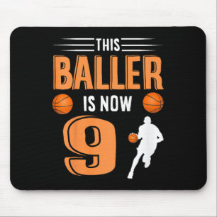 Kids 9th Birthday Basketball Outfit This Baller Is Mouse Pad