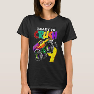Kids 9th Birthday Boys Monster Truck 9 Year Old Ra T-Shirt