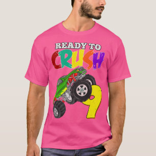 Kids 9th Birthday Boys Monster Truck 9 Year Old Ra T-Shirt