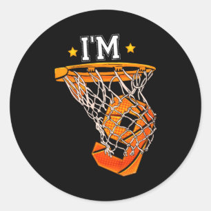 Kids 9th Birthday Bysketbyll Im 9 Boy Girl 6th Bi Classic Round Sticker