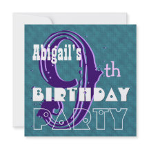 Kid's 9th Birthday Custom Name Purple Teal V002