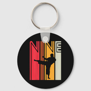 Kids 9th Birthday Gift Karate Retro Taekwondo Mart Key Ring