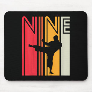 Kids 9th Birthday Gift Karate Retro Taekwondo Mart Mouse Pad