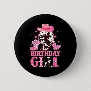Kids 9th Birthday Girl Rodeo Western Cowgirl Birth 6 Cm Round Badge