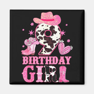 Kids 9th Birthday Girl Rodeo Western Cowgirl Birth Magnet
