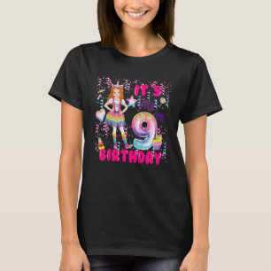 Kids 9th Birthday  Girls 9 Yr Red Haired 9th B Day T-Shirt