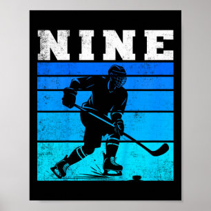 Kids 9th Birthday Ice Hockey Boy And Gil Nine Hock Poster
