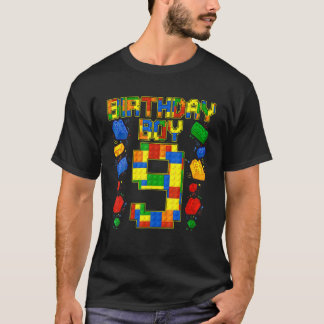 Kids 9Th Birthday Master Builder 9 Years Old Block T-Shirt