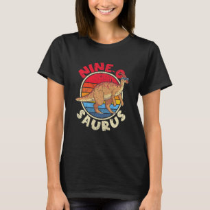 Kids 9th Birthday Nine O Saurus I Parasaurolophus T-Shirt