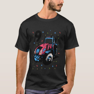 Kids 9th Birthday Nine Year Old Boy Tractor Digger T-Shirt