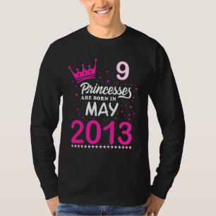 Kids 9th Birthday Pink Princesses Are Born In May T-Shirt