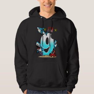 Kids 9th Birthday Sharks Underwater Kids Boys Hoodie