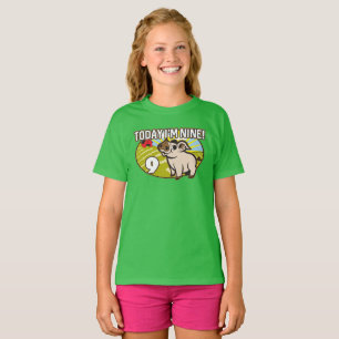 Kid's 9th Birthday Today I'm Nine! Cute Pig T-Shirt