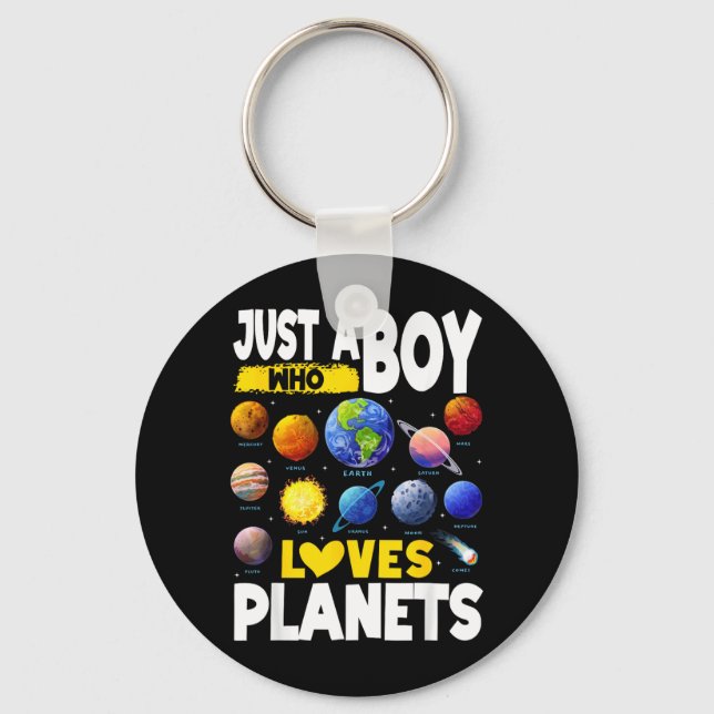 Kids a Boy Who Loves Planets Solar Space Science Key Ring (Front)