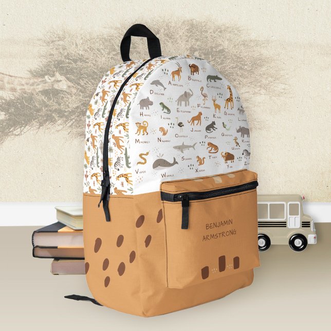 Kids' ABC Alphabet Wild Animal Printed Backpack (Learn ABC Letters Kids Jungle Safari Animals Backpack ©Susanne Sachers - Sunny Mind Design 🌞)