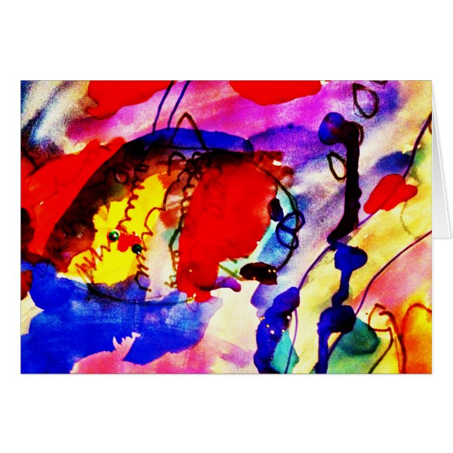 Kids Abstract Art Rainbow Fish in Colourful Sea (Front Horizontal)