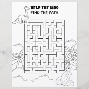 Kids Activity Cute Dinosaur Maze Fun Puzzle