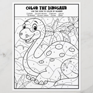 Kids Activity Fun Dinosaur Colouring Page By Numbe