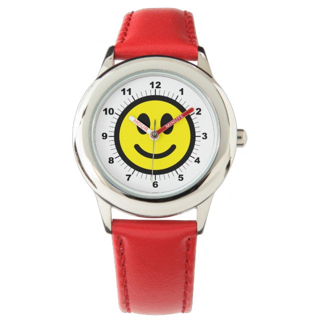 Kid's Adjustable Happy Face Red Hearts  Watch (Front)