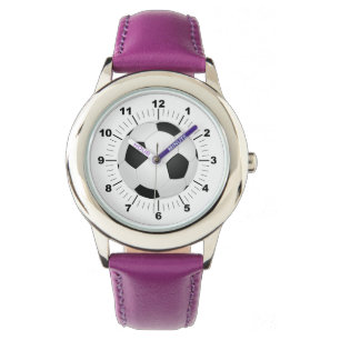 Kid's Adjustable Soccer Ball Purple Ribb Watch