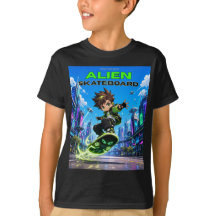 Kids Adventures on an Alien Skateboard Graphic T-S