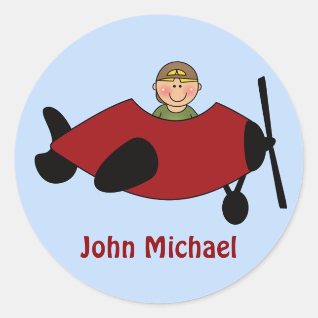 Kids Aeroplane  Birthday  Stickers (Front)