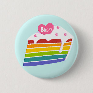 Kids Age Rainbow Layer Birthday Cake 6 Cm Round Badge