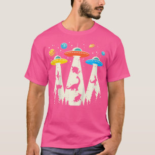 Kids Alien Abduction Dinosaur Funny Ufo Space Todd T-Shirt