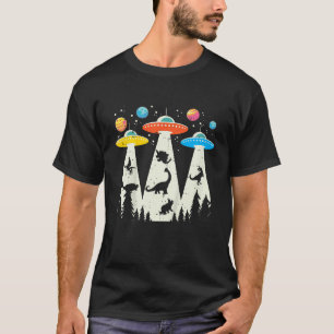 Kids Alien Abduction Dinosaur Funny UFO Space Todd T-Shirt