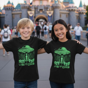 Kids Alien Visitors UFO Abduction T-Shirt Tri-Blend Shirt