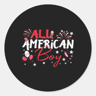Kids All American Boy For Independence Day Boys Pa Classic Round Sticker