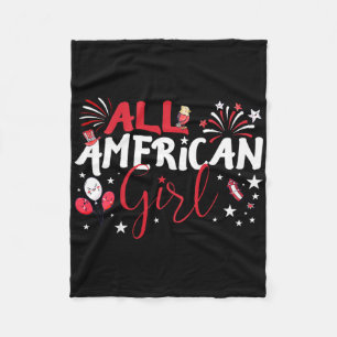 Kids All American Girl For Independence Day Girls Fleece Blanket