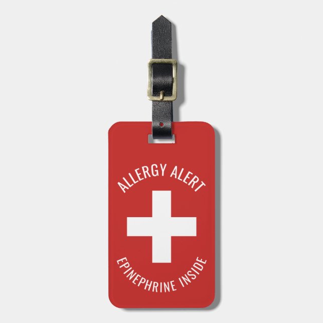 Kids Allergy Alert Epinephrine Inside Emergency Luggage Tag (Front Vertical)
