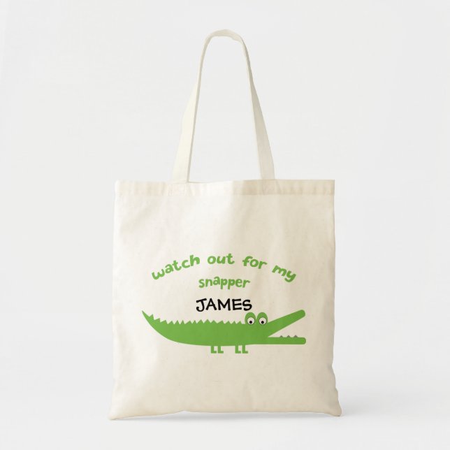 Kids Alligator Personalised Tote Bag (Front)