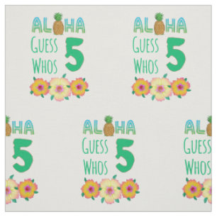 Kids Aloha Tropical Luau 5 Years Old Birthday Fabric