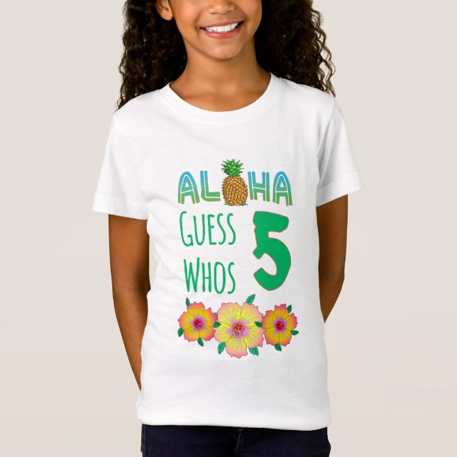 Kids Aloha Tropical Luau 5 Years Old Birthday T-Shirt (Front)