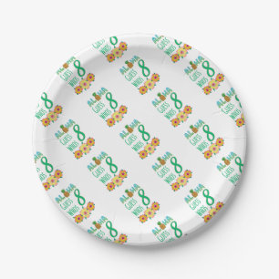 Kids Aloha Tropical Luau 8 Years Old Birthday Paper Plate
